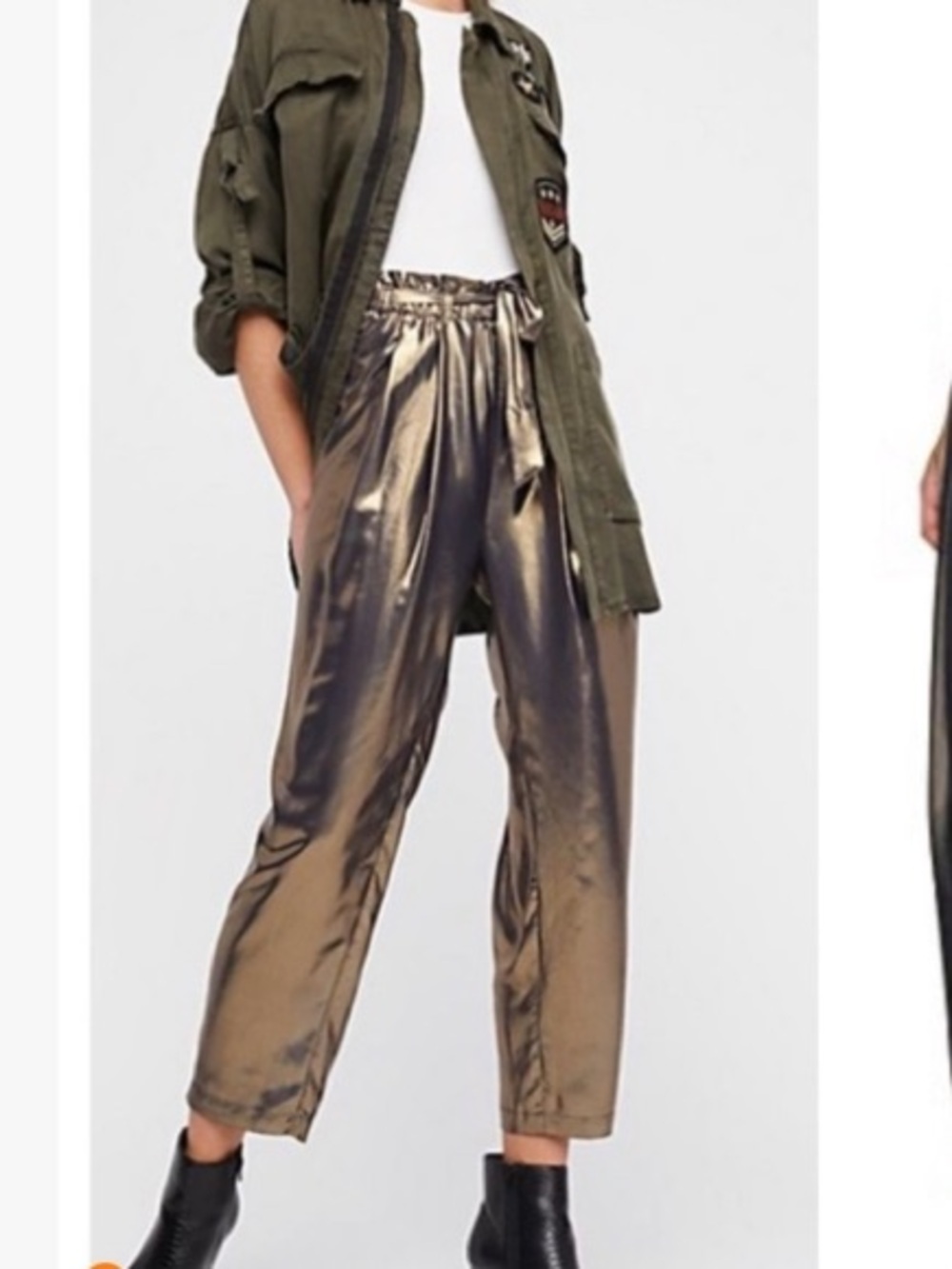 Free People Metallic Bronze Pants